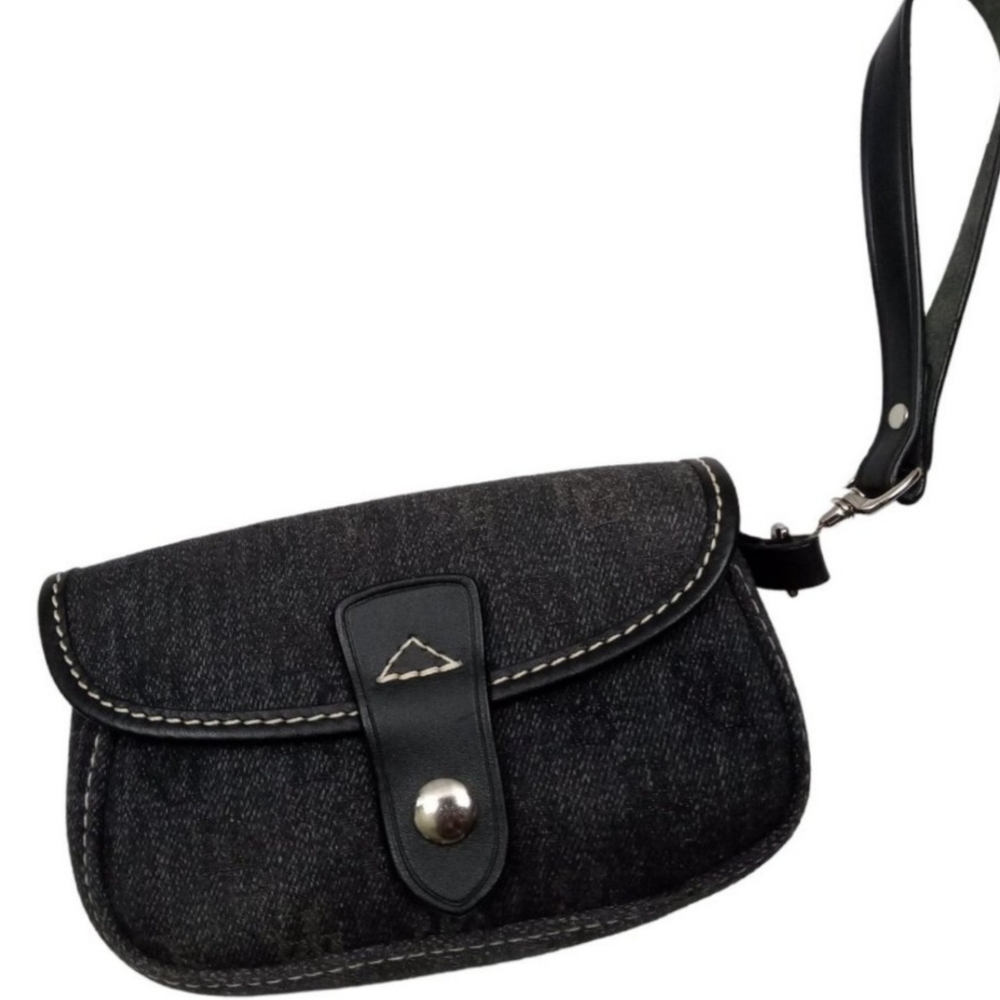 Dooney& Bourke Black Denim Wristlet Clutch